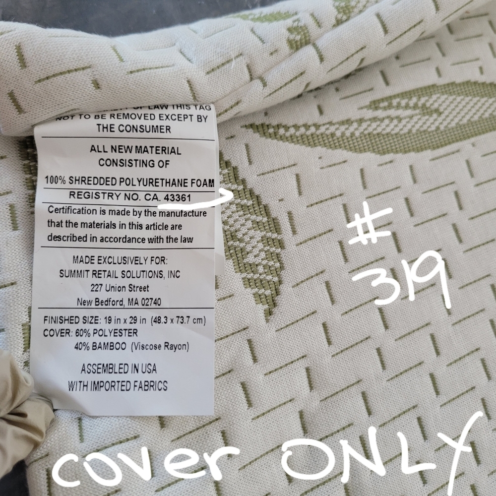 Bamboo #319 Pillow UT-4166 / CA-43361 Full Zip Pillowcase with Leaves Costco - Picture 9 of 14